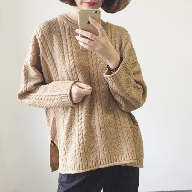 

NORMOV Womens Spring And Autumn Sweater Long-Aleeved Bat Sleeve Thickened Loose Sweater Pullover Ladies Knitwear Solid Sweater