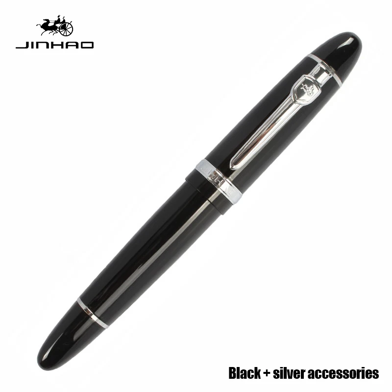 JINHAO159 авторучка канцелярская чернильная ручка Caneta каллиграфия ручка высокого качества в авторучке перо 0,5 мм 18KGP серебряный зажим Lamy - Цвет: heise yinjian