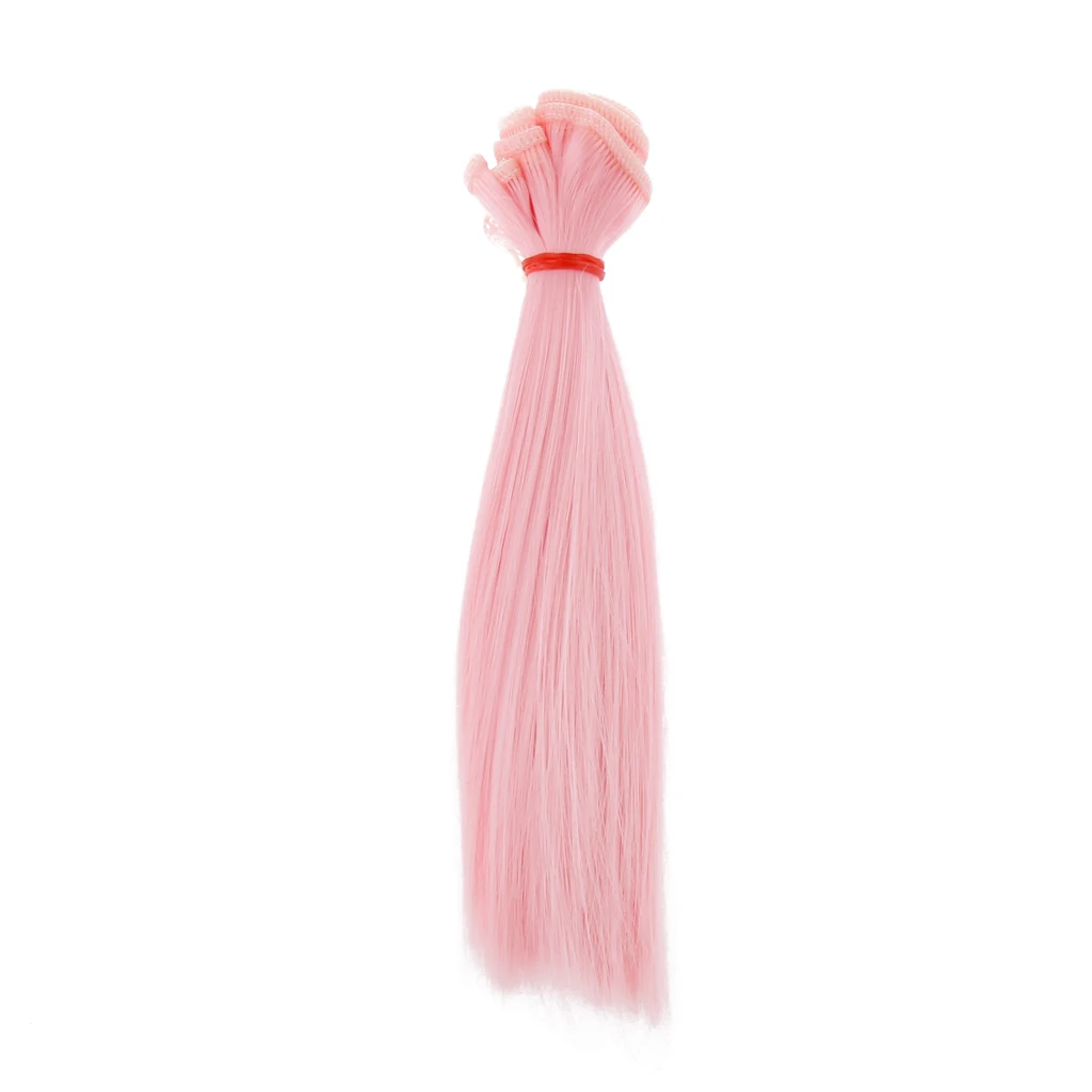 15x100cm Pink Wig Straight Hair for 1/3 1/4 1/6 BJD Doll DIY Girl Dolls Making and Repair Supplies