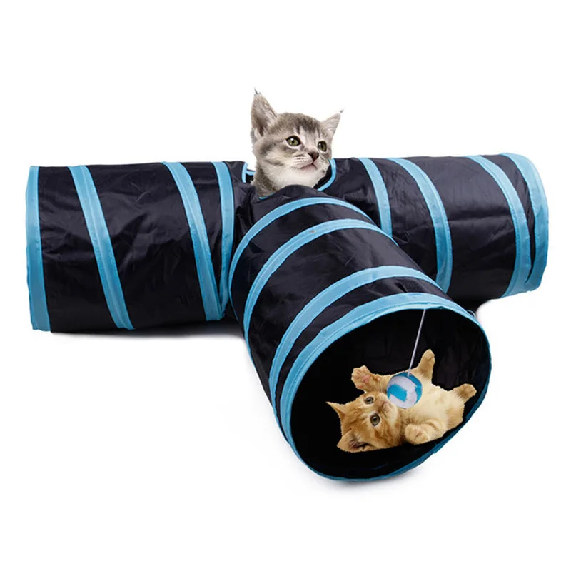 

New Waterproof Folding Tunnel Cat Toy Foldable Storaging Intelligent Cat Puppy Dog Kitty Toy T-Shaped Cat Tunnel Cat Supplies