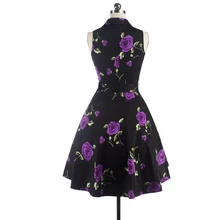 Women Vintage Dress Rose Floral Print 50s 60s Rockabilly Ruched Elegant Sleeveless Casual Sexy Tunic Evening Party Dresses