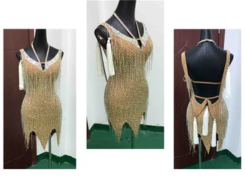 

GOODANPAR New Fringe Lycra Flapper Dress Latin Dance Wear Women Girls Competition Costume Salsa Samba Rumba Tango Clothes