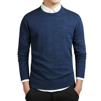 

2019 Brand 100%cotton New spring fashion casual knitted sweater mens Harmont solid pullover men Blaine O-neck Embroidery sweater