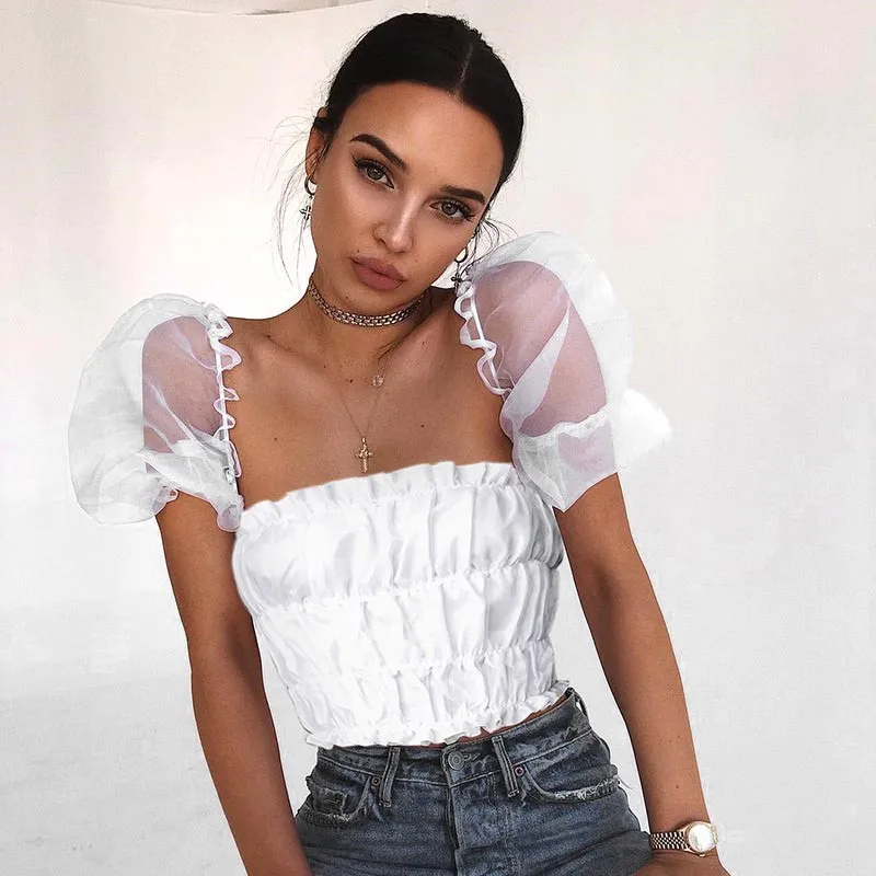 puff sleeve short shirt women02