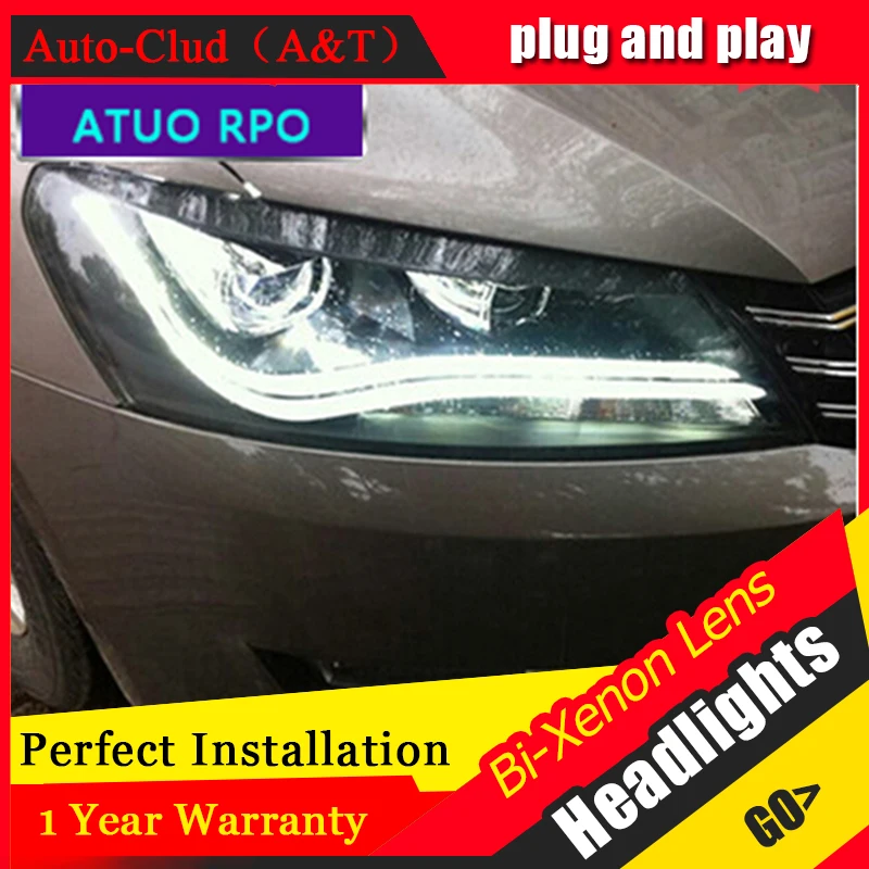 Auto Clud 2011 2015 For vw passat B7 headlights car styling LED light guide DRL Q5