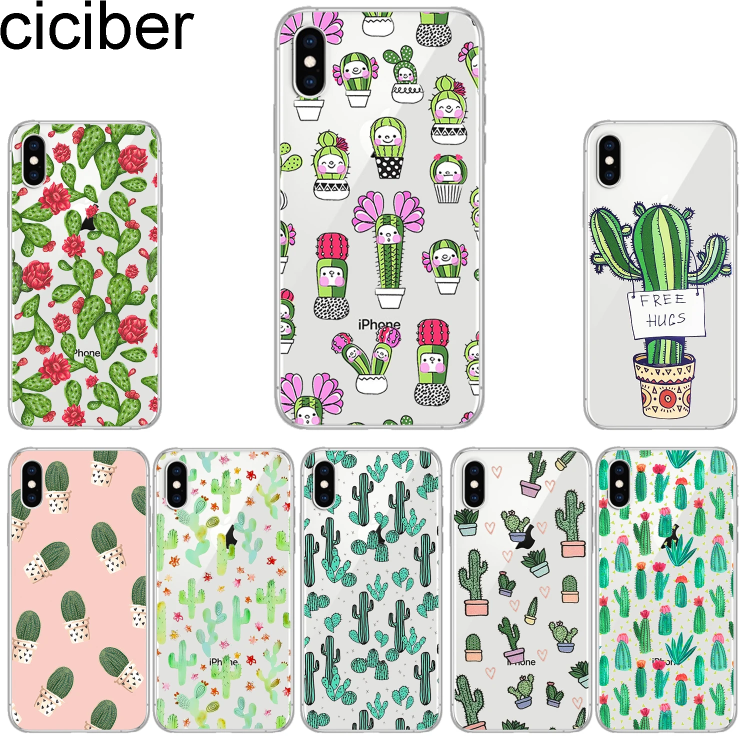

ciciber Phone Cases for IPhone 7 8 6 6s Plus SE 5s X Xs XR XS Max Soft TPU Cover for IPhone 11 Pro Max 2019 Cactus Fundas Coque