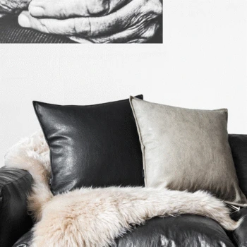 

45*45CM/50*30CM beige/pink/light blue/black/grey waxy pu cushion cover sofa throw pillow case pu leather pillowcase pillow cover