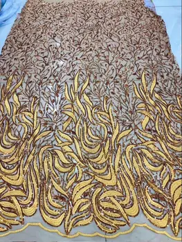 

New fashion French tulle embroidery lace fabric with sequins for sexy dress