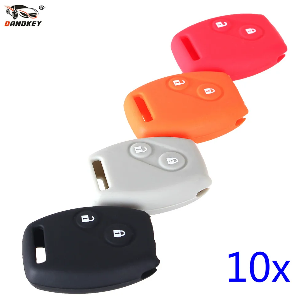 

DANDKEY 10x Colorful For Honda CIVIC JAZZ Pilot Accord CR-V Car Styling 2 Buttons Silicone Skin Car Key Case Cover FOB