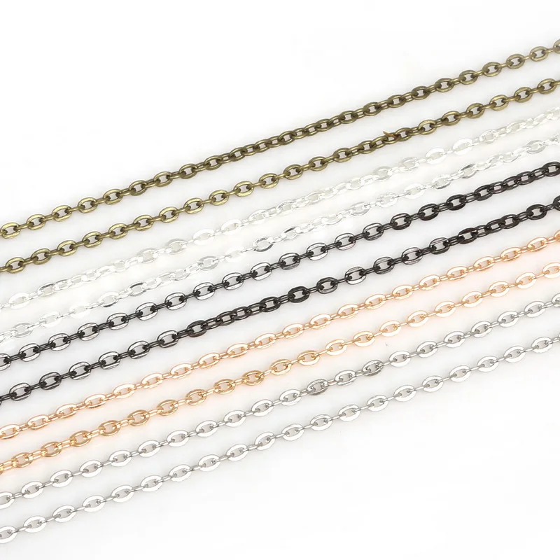 

New Arrival 5m/lot 4x3mm 5 Different Colors Iron Metal Plated Necklace Chains for DIY Jewelry Findings Making