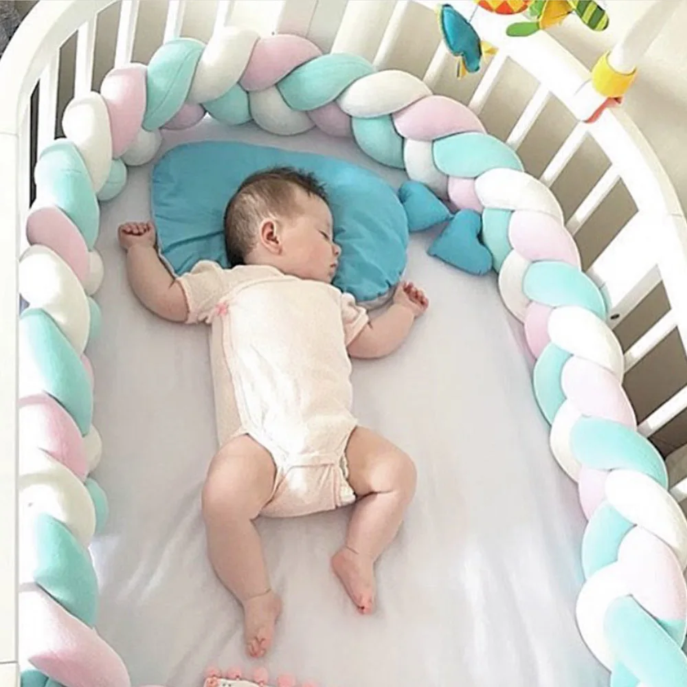 2 м кровать для новорожденных бамперы 2 цвета завязанная тесьма детская кроватка стена в комнате Декор Детские бамперы зимние теплые фото реквизит