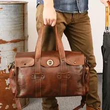 Мужская сумка из натуральной кожи для путешествий, коричневый чемодан, Повседневная деловая сумка, 15 дюймов, сумка для ноутбука, сумка через плечо