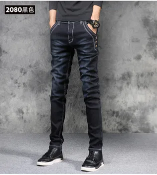 

Fashion Straight Men's Jeans Korean Version Elastic Force Slim Harem Blue Pants Spring Summer Men Jeans Hight Quality New 2019