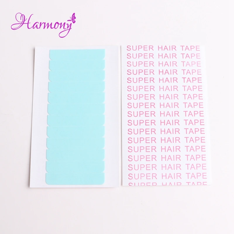 60pcs/pack 0.8*4cm Water proof super hair tapes Adhesive Blue Color Double Side Tape for tape hair extensions