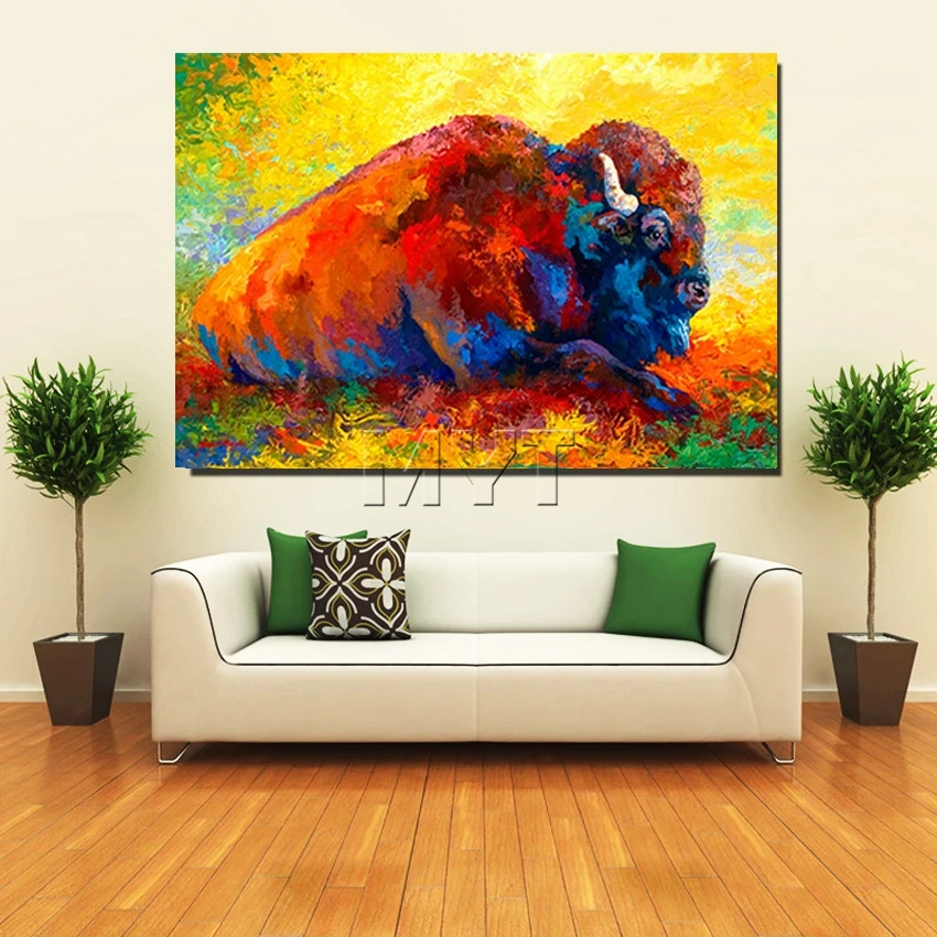 Wholesale Retail Drop Shipping Western Cow Oil Paintings On Good Canvas With Framed Decoration ...