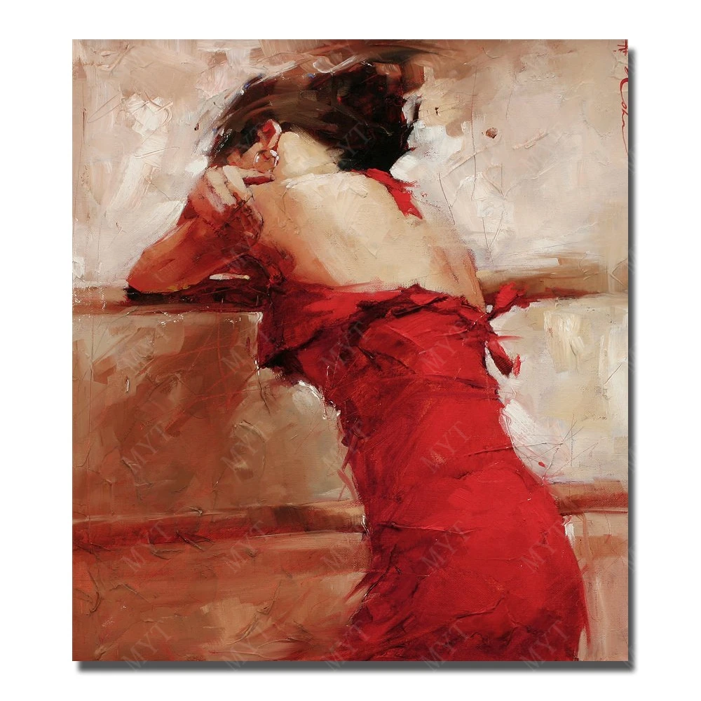 

1Peices Painting on Canvas Hand Painted Oil Painting Modern Living Room Decoration Painting Wall Design Sexy Red Dress Women