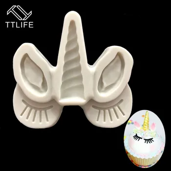 

TTLIFE Unicorn Ear Eye Sugar Buttons Silicone Mold Fondant Cake Decorating Tools Chocolate Gumpaste Dessert Kitchen Baking Mould