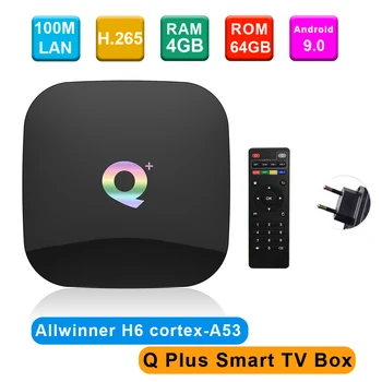 

Q Plus Smart TV Box Android 9.0 Allwinner H6 4GB/32GB 6K H.265 Media Player USB3.0 2.4G WiFi Set Top Box PK S905X2 T95Q X96 max