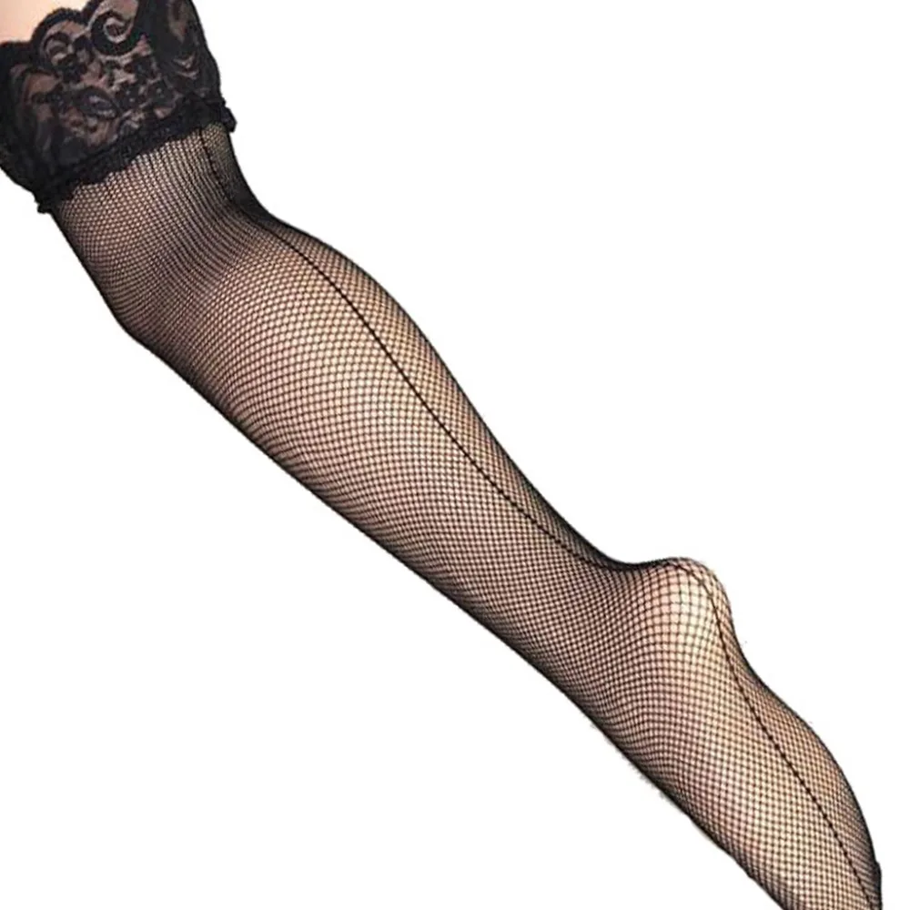Женские эротические ресницы пэтчворк с цветочным кружевом Топ нейлон длинные носки пикантные прозрачная в крупную сетку сетки выше колена