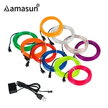 20 M 10 M 1 M 2 M 3 M 4 M 5 M Flexibele Glow EL Wire Rope LED strip 10 Kleuren Neon Light met USB Sluit Dance Party Car Decor Verlichting