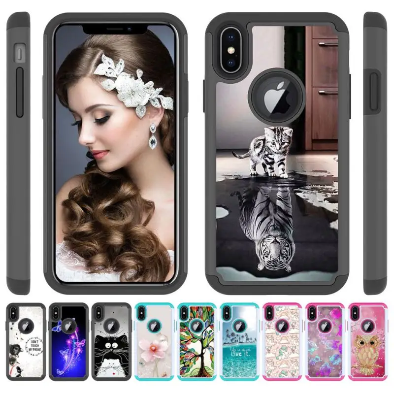 Противоударный чехол для iPhone 6 6S 7 8 Plus XS X Max XR ПК + Мягкий силиконовый держатель