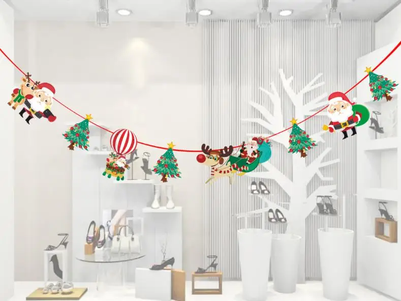 Рождественская декоративная Растяжка флаг новогодние вечерние украшения Санта Снеговик-парашют флаги гирлянды Рождественский Декор Navidad Natal