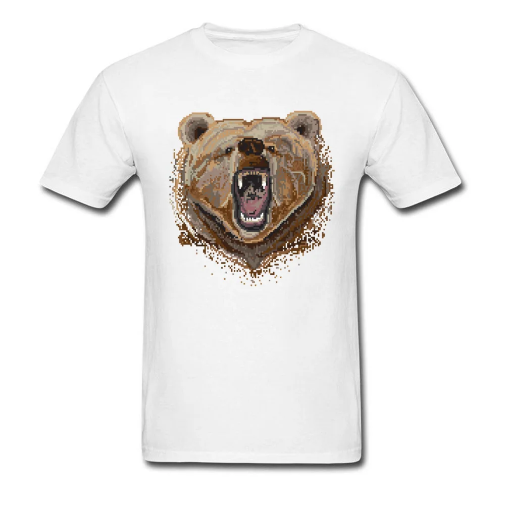 Pixel Bear Round Neck T-shirts Summer/Autumn Tops Tees Short Sleeve Wholesale 100% Cotton Unique T-shirts Casual Men Pixel Bear white
