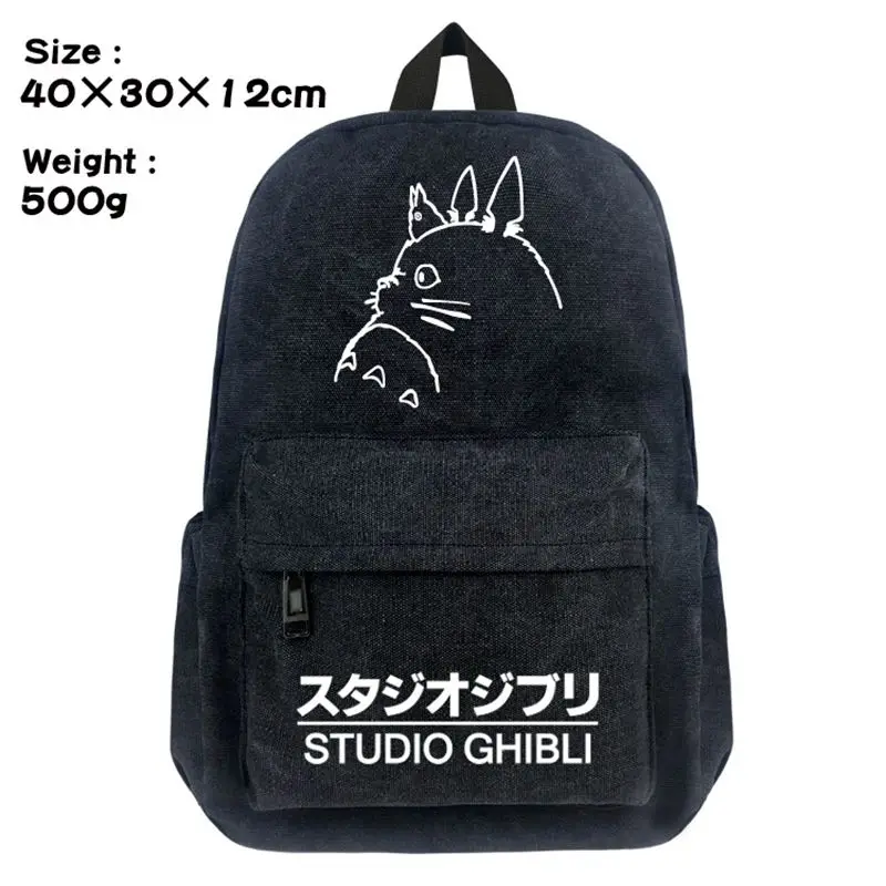 

New Anime Totoro School Backpack Student Bookbag Boys Girls Black Shoulder Laptop Travel Bags Unisex Casual Bags Gift