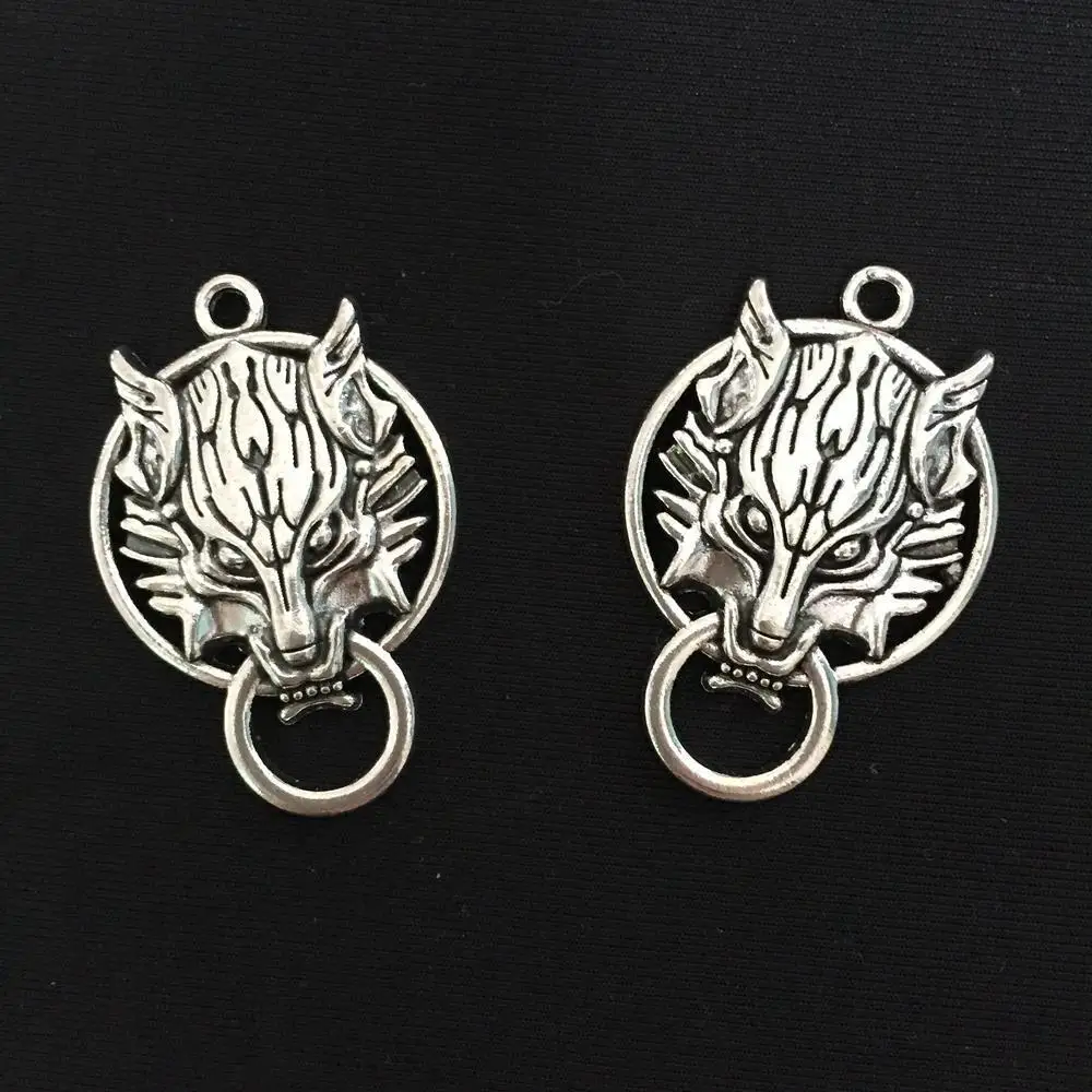 

Vintage 2pcs Tibet silver Wolf Charm Pendant beaded Jewelry Findings DIY