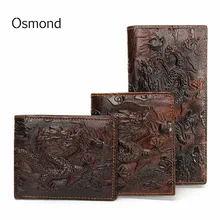 Osmond винтажные мужские кошельки из натуральной кожи фирменный уникальный дизайн китайский дракон узор Мужской складной длинный короткий кошелек визитница