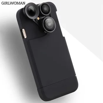 

Girlwoman New 4 In 1 Telescope lense Mobile Phone Case for Iphone XS X 8plus 7 plus 6 plus 8 7 6s Camera lenses Outdoor Hunting