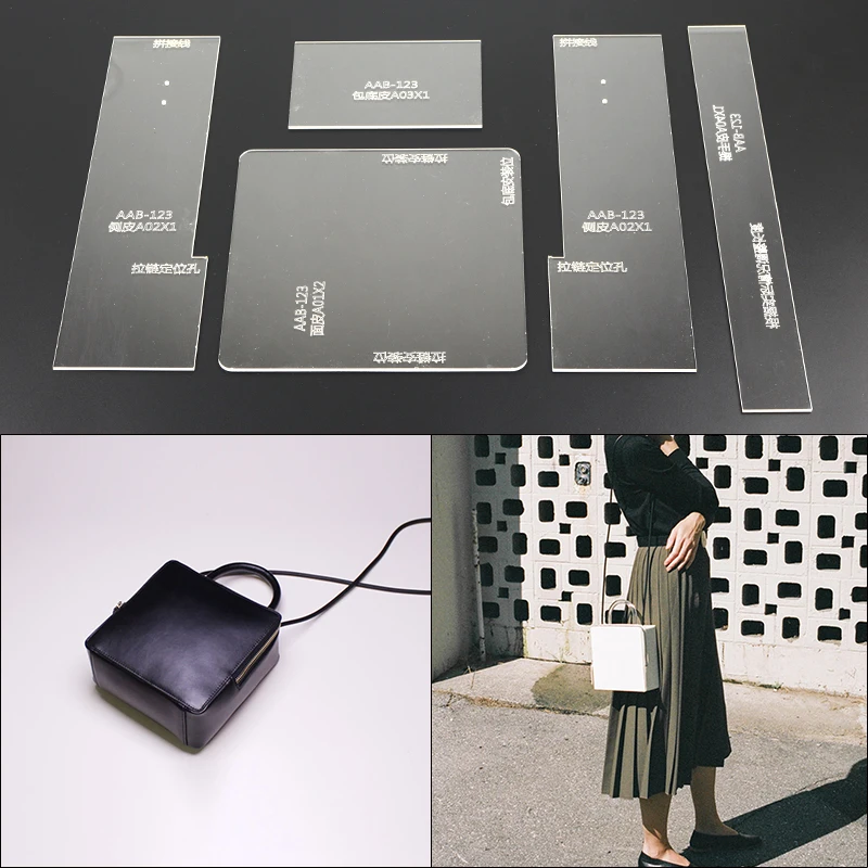

1set DIY Handbag Shoulder Bag Leather Stencil Template Acrylic Leathercraft Tool Sets for DIY Retro Shoulder Bag 19*19*9cm