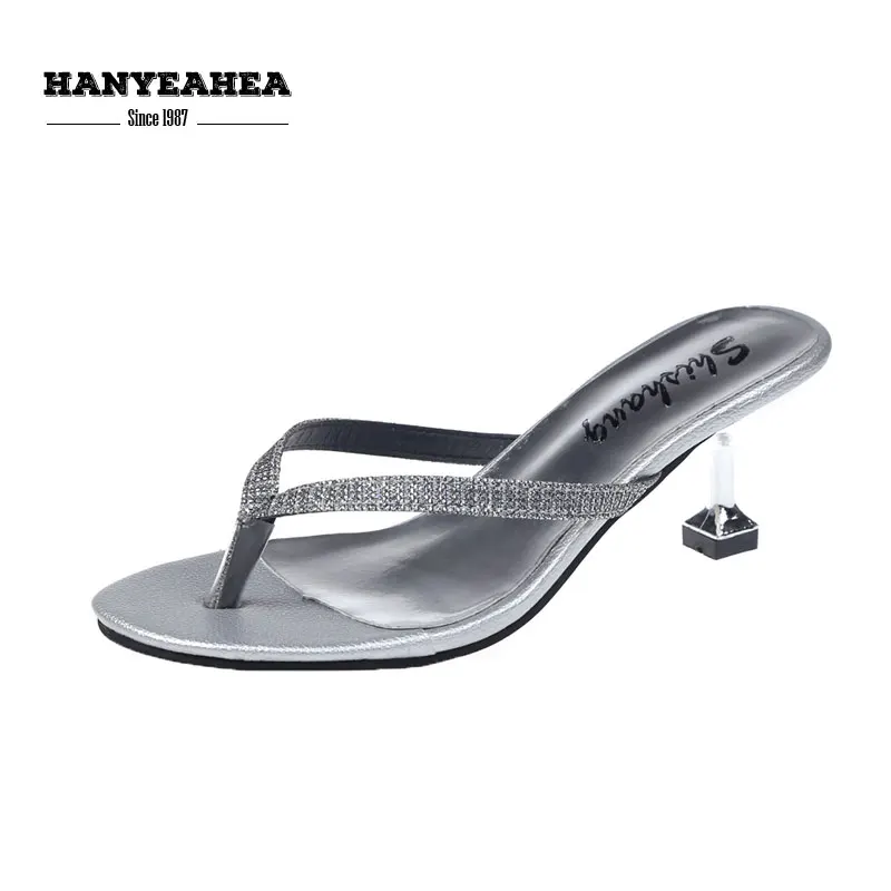 

Rhine Stone Women's Summer Shoes Fashion Rivet Flip Flops Classic Fashionable Black Silver Rhine Stone Women's Summer Shoes