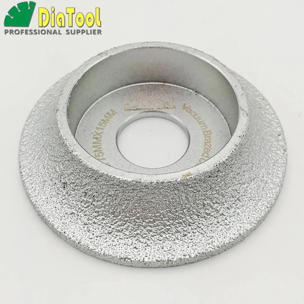 DIATOOL 2pcs Dia75mm Vacuum Brazed Diamond Profile Grinding Wheel For Demi-bullnose(15mm+20mm) Vacuum Brazed Diamond Tools