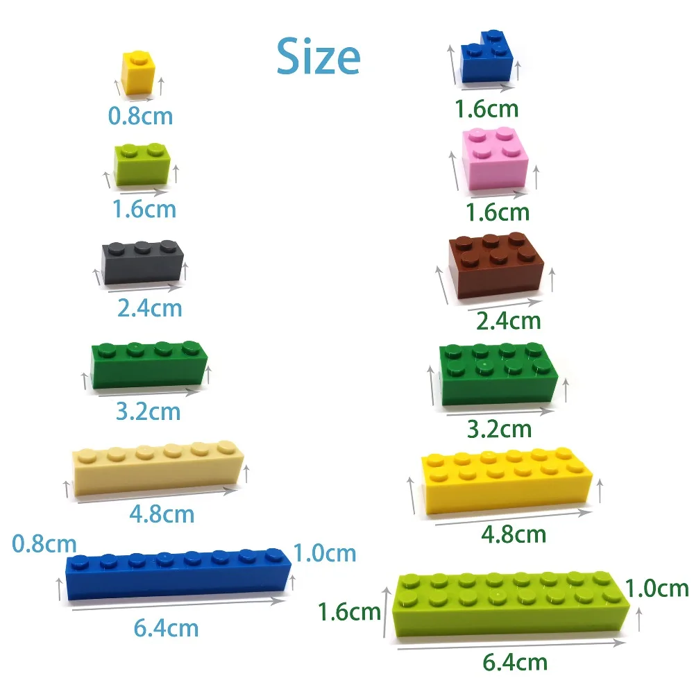 Blocos de construção de plástico para crianças, figuras grossas, 2x2 pontos, brinquedo educativo e criativo, compatível com 3003, 60 peças