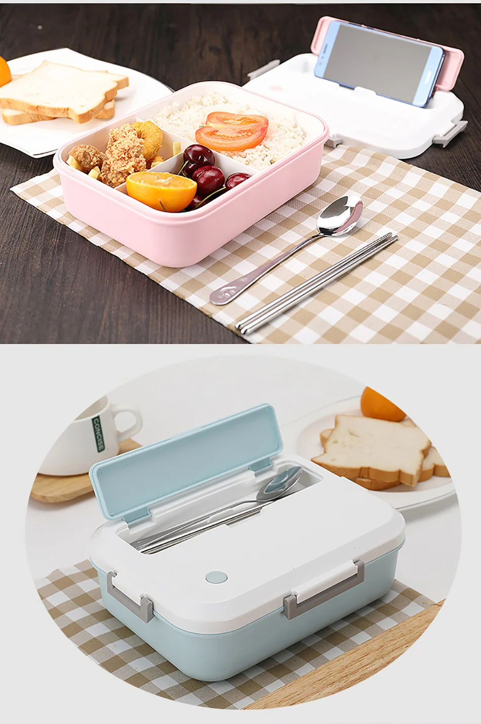 ONEUP Lunch Box BPA FREE Eco-Friendly Food Container With Tableware Microwavable Bento Box for kids adult school Office picnic 11