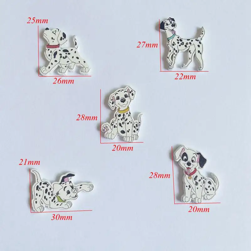 50Pcs/lot Fashion Bulk Random Mixed Dalmatians Wood Button Sewing Accessories Decorative Buttons Handmade Scrapbooking Craft DIY 3