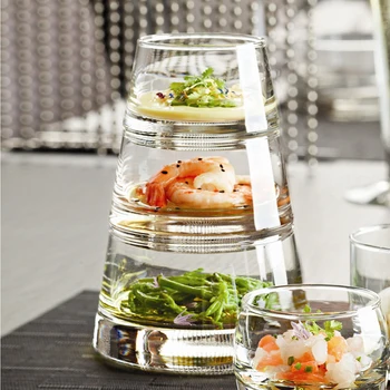 

Colorful glass three-layer four-layer glass dessert glass ice cream glass bowl dessert salad bowl