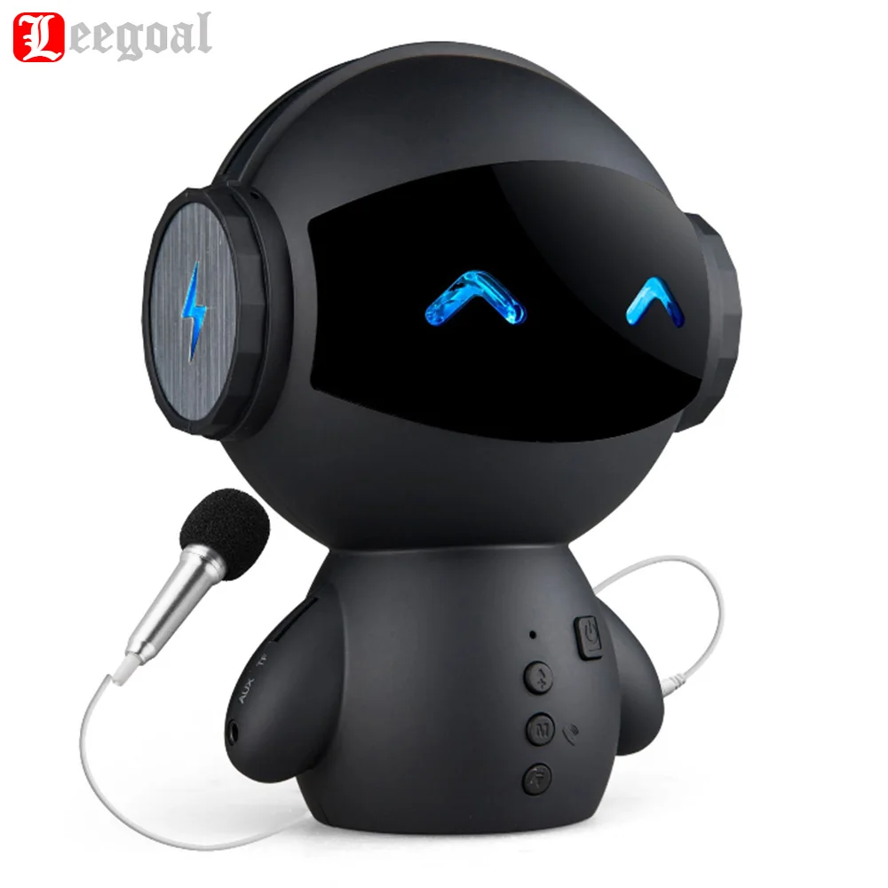 

Leegoal Portable Wireless Bluetooth Stereo Robot Speaker Music Box Loudspeaker support Power Bank TF MP3 AUX Gift Microphone