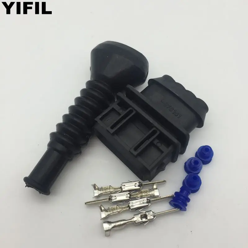 10pcs/lot Tyco/Amp 4 Pin/Way Male Automotive Connector Housing Socket With Rubber Boot For Bosch