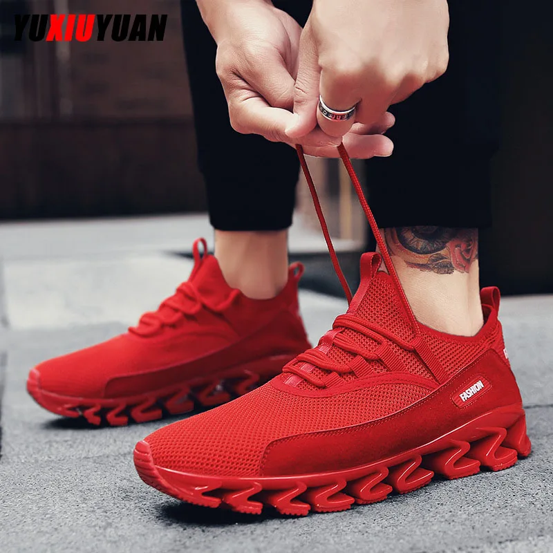 

2019 Men Ultra-Light Breathable Lace-Up Outdoor Running Shoes Fashion Mesh (Air mesh) Wear Resistant Sport Sneakers