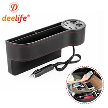 Deelife органайзер для автомобильных сидений, щелевая коробка для хранения, щелевая карманная Сумка-ловушка из искусственной кожи чехол-сумка, держатель для напитков, автомобильное зарядное устройство USB