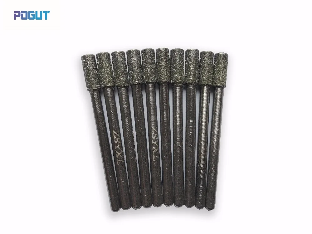 Diamond Cylindrical Burs Set DREMEL 4mm Head 3mm Shank Rotary Tool Drill Bit for grinding jade, stone, marble, glass