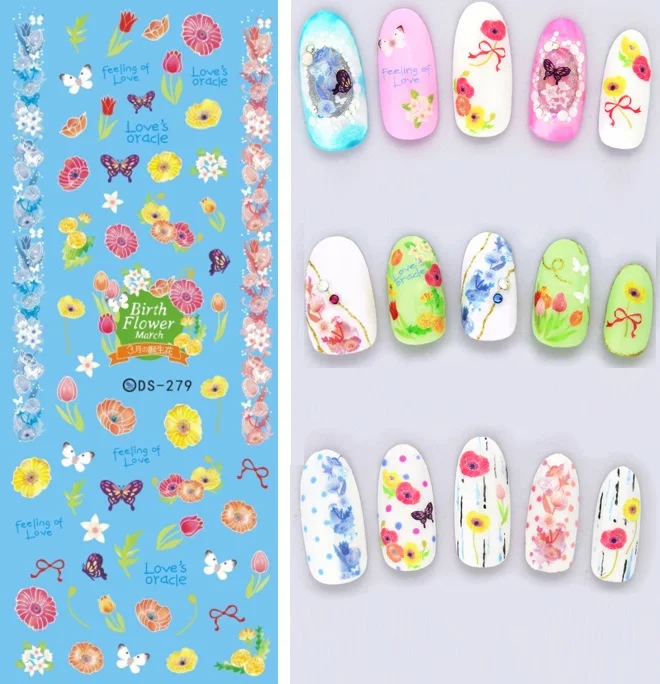 

Florals Patterns! Nails Art Manicure Water Decal Decorations Design Water Transfer Nail Sticker For Nails Tips Beauty