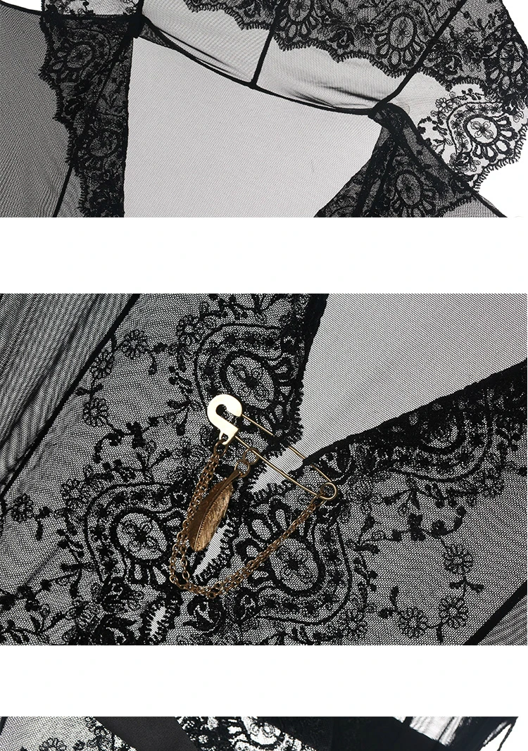 Dyeansee сексуальный халат женский летний перспективный кружевной Халат искушение ночная рубашка тонкий купальный Халат пальто сексуальное нижнее белье