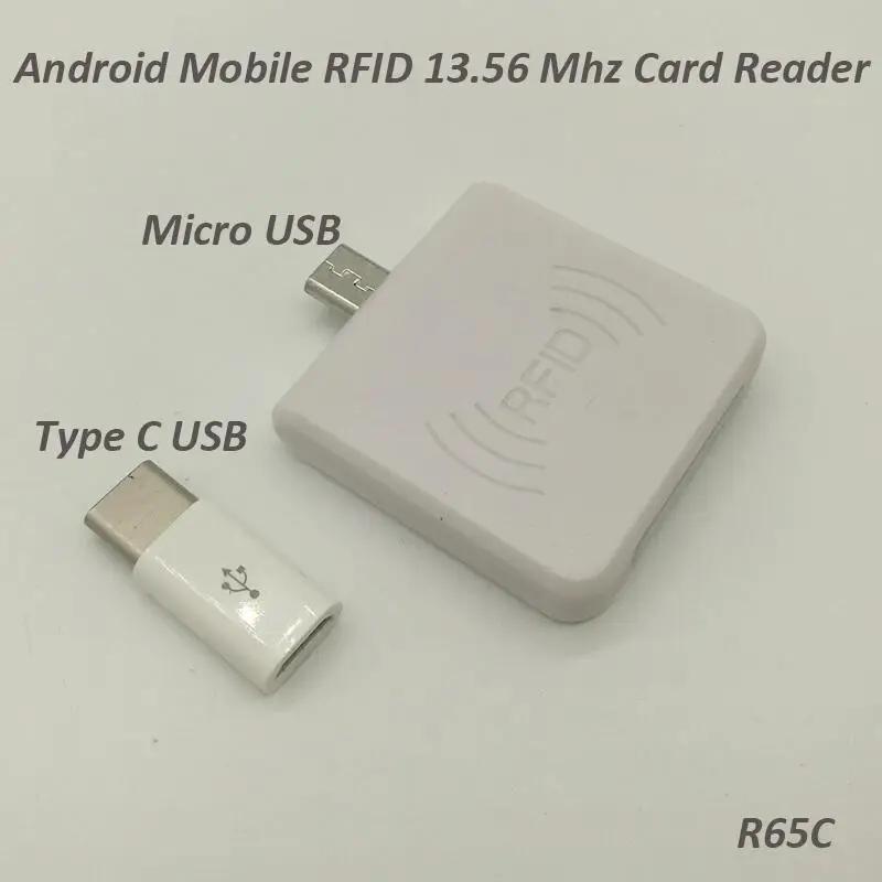 Мини размер USB Rfid кард-ридер для Android мобильного телефона микро USB Rfid 125 кГц или 13,56 МГц кард-ридер - Цвет: R65C-T