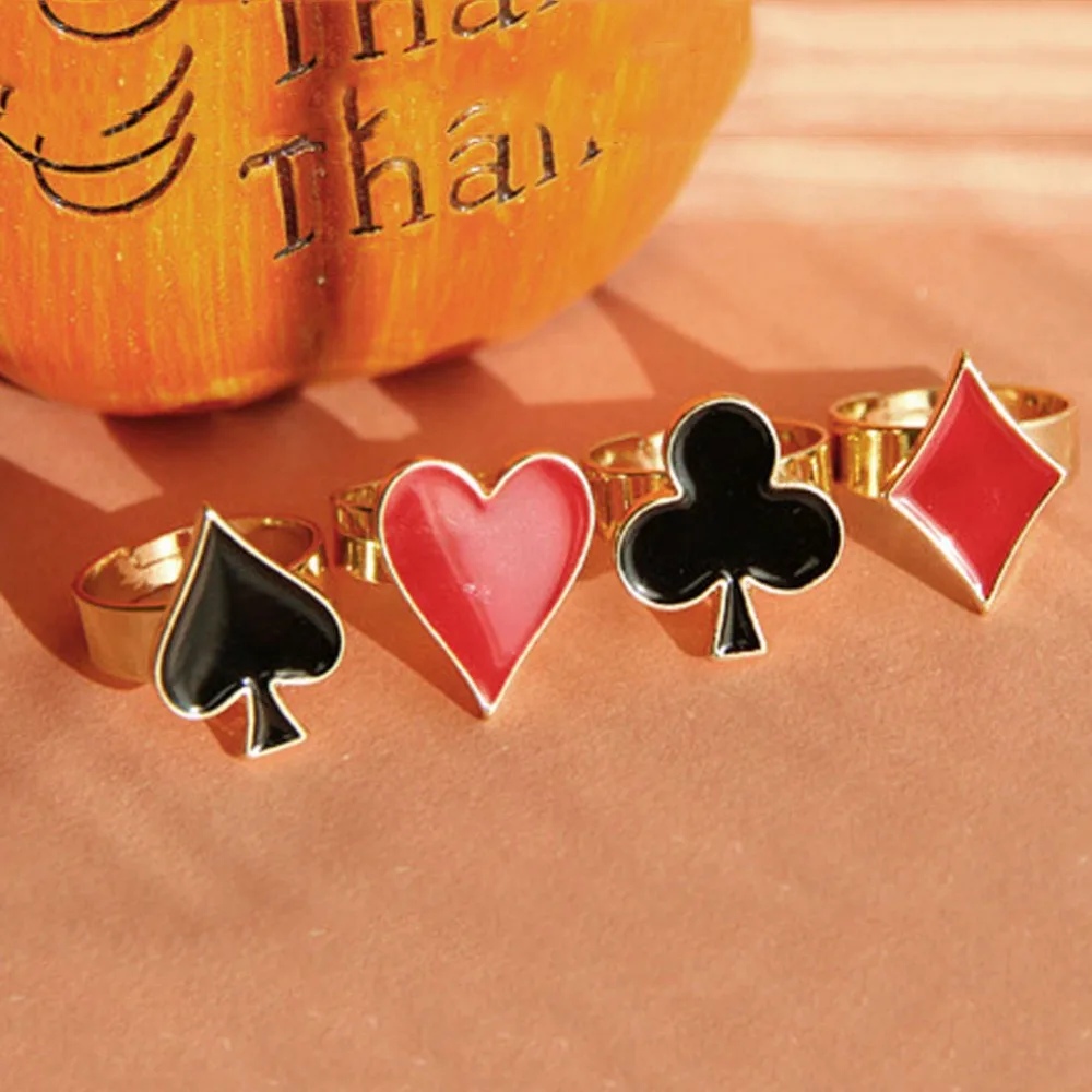 

Fashion Personality Poker Rings Hot Sale Lady 4 Styles Punk Ring For Women Men Jewelry Gift