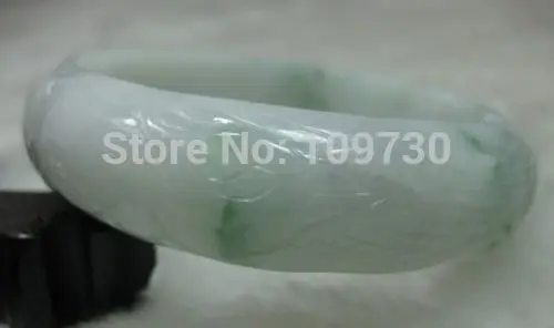 

00980NATURE GRADE "A " CARVING GREEN JADE JADEITE BRACELET BANGLE 57MM