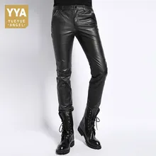 Мотоциклетные Мужские штаны из натуральной кожи в Корейском стиле, новые модные прямые обтягивающие брюки, повседневные классические уличные мужские брюки, большие размеры 4XL