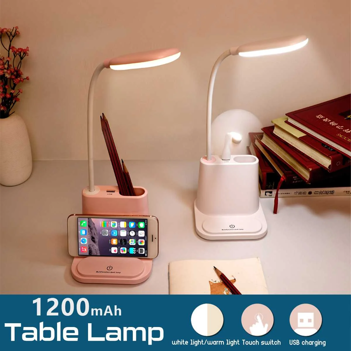 

DC5V Book Light Touch Switch Flexible USB LED Table Lamp USB Charging Desk Holder Bed Study Reading Light luminaria Night Light